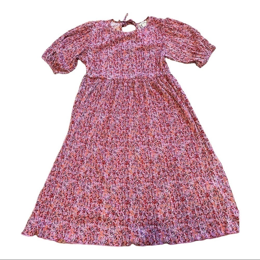 Asos Design Monki Plisse Smock Dress In Pink Ditsy Floral — image 6 of 8